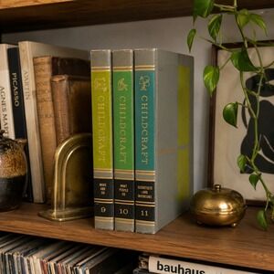 Vintage Childcraft Books Set of 3 Gray Green Mid Century Decorative Book Decor